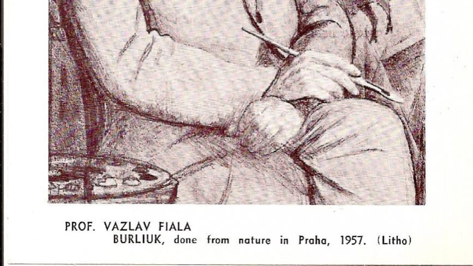 Вацлав Фиала, портрет Давида Бурлюка в Праге, 1957 г. Вацлав Фиала, портрет Давида Бурлюка в Праге, 1957 г.