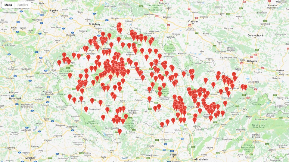 Карта собак-доноров Чешской Республики