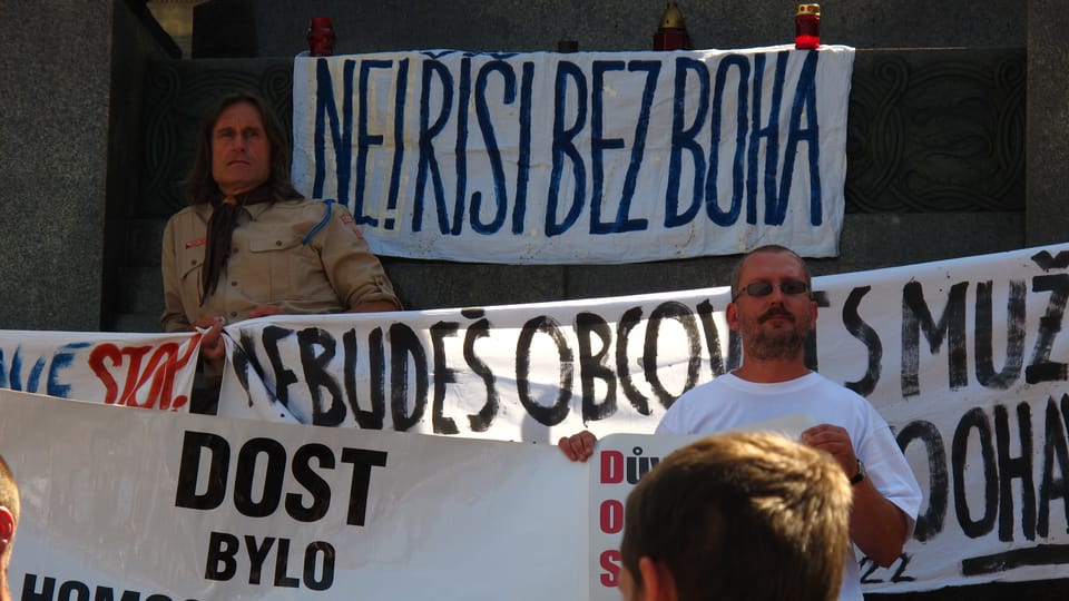 Митинг противников Prague Pride (Фото: Кристина Макова) Митинг противников Prague Pride (Фото: Кристина Макова)