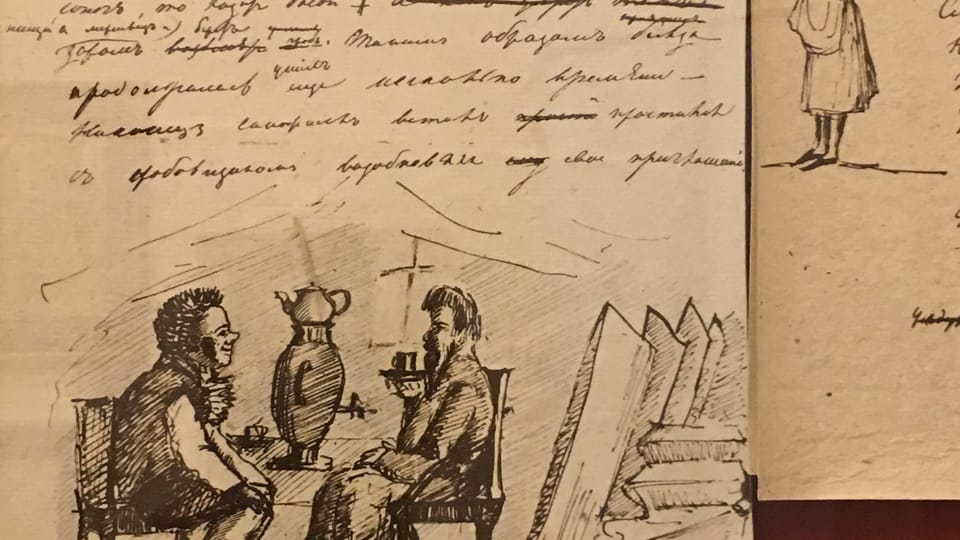 черновики и рисунки поэта, хранящиеся во Всероссийском музее А. С. Пушкина в Санкт-Петербурге, фото: Катерина Айзпурвит черновики и рисунки поэта, хранящиеся во Всероссийском музее А. С. Пушкина в Санкт-Петербурге, фото: Катерина Айзпурвит