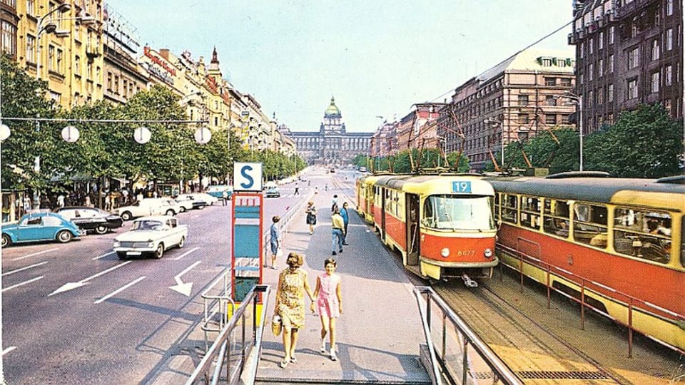 Вацлавская площадь в 1969 году Вацлавская площадь в 1969 году